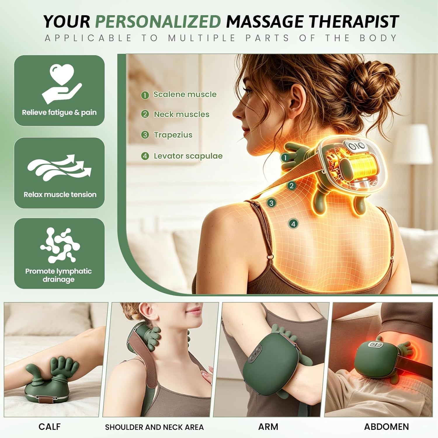 5-in-1 Heated Neck & Shoulder Massager – Deep Tissue Pain Relief Rechargeable Heated Neck Massager