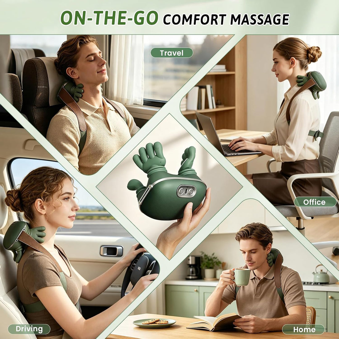 5-in-1 Heated Neck & Shoulder Massager – Deep Tissue Pain Relief Rechargeable Heated Neck Massager